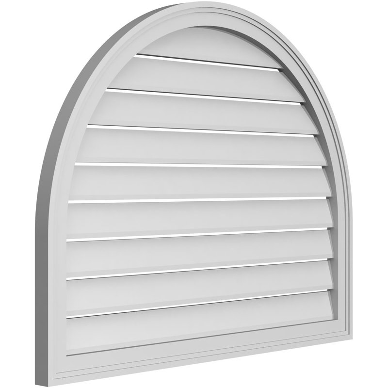 Round Top Surface Mount Signature Urethane Functional Gable Vent, Primed Tan, 30" H x 38" W x 1.5" D