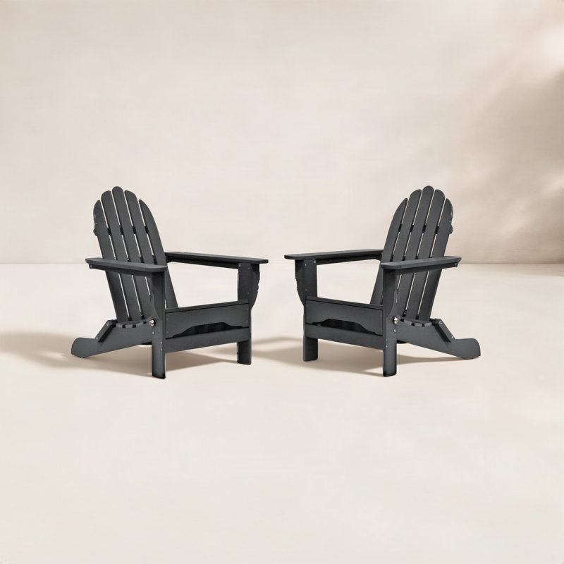 Chaise Adirondack pliante en plastique Leighton, Noir