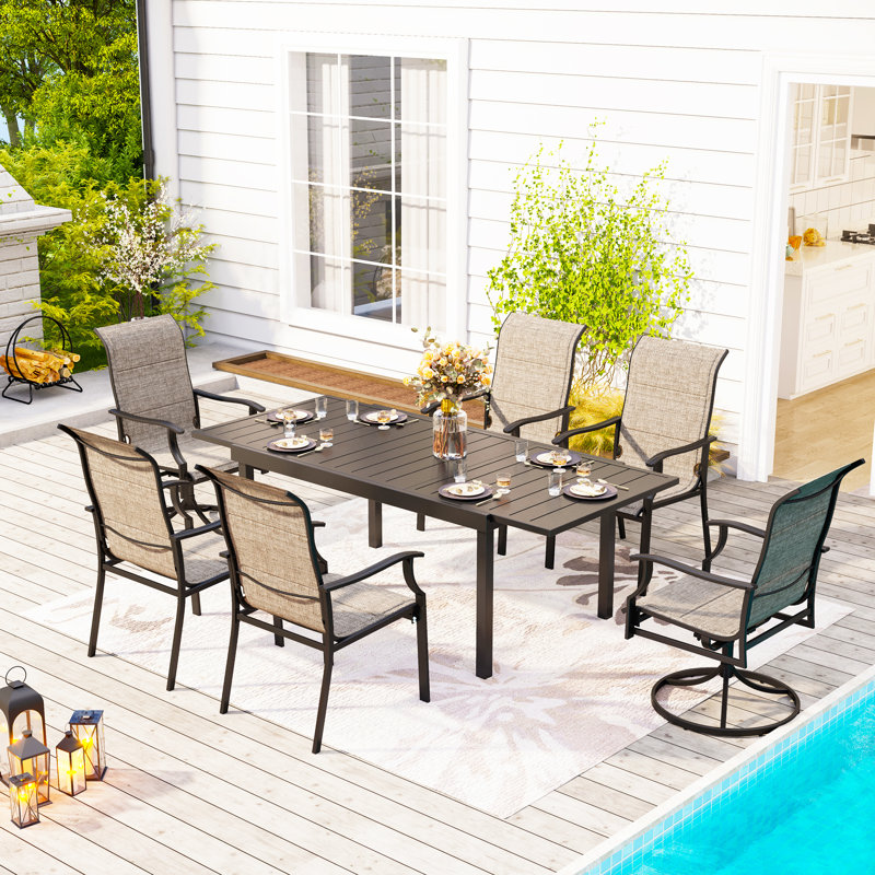 Salem 6 - Person Patio Dining Set with Extendable Rectangular Table