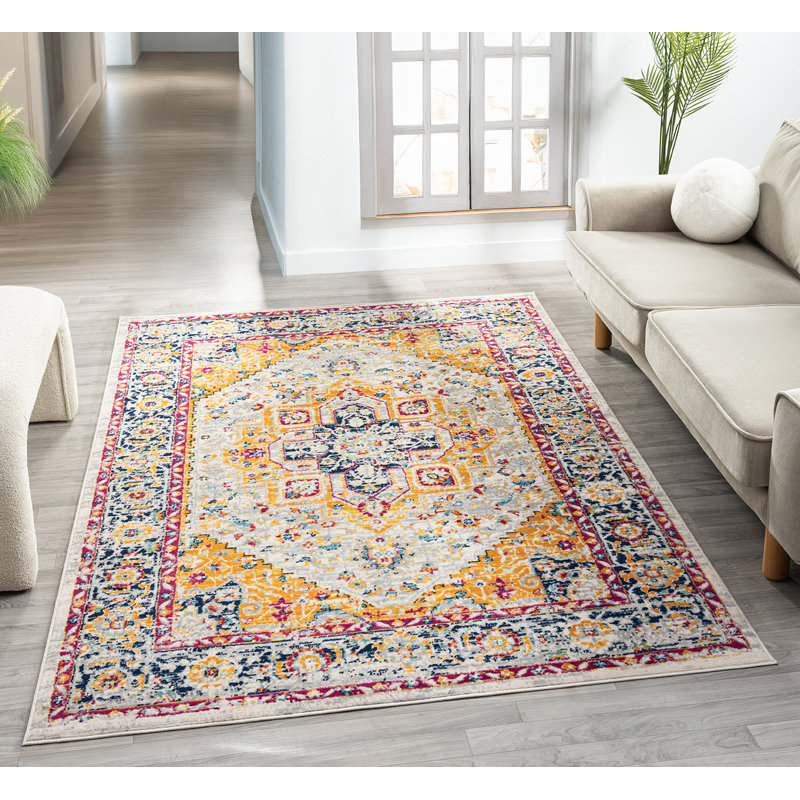 Athena Modern Living Room Area Rug – Cut Pile Weaving - Jute Backing- Floral - Traditional Design Low Pile Rug, Multi Coloured,