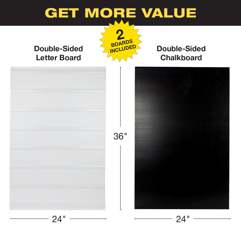Excello Global Products 24" x 36" Replacement Changeable Letter Message Board for Swinging Signs