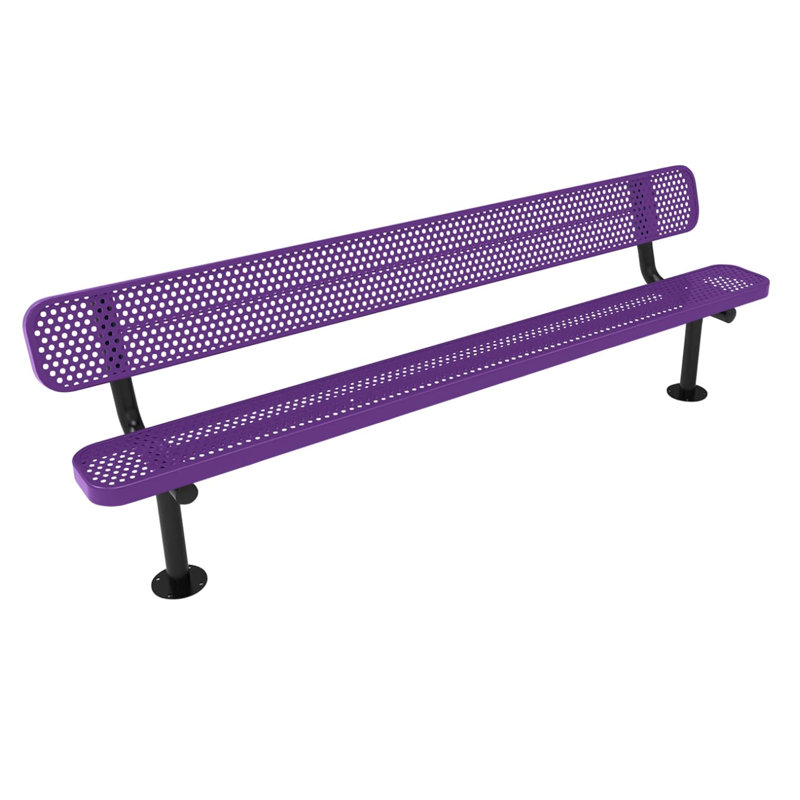 Bench, Textured Black, Expanded, 8Ft, With Back, Surface, 8ft With-Back Surface, Punched, Textured Purple