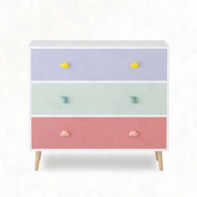 Kids 3 Drawer Dresser, Baby Nightstand for Bedroom, Storage Cabinet for Toddler Child for Living Room, Toddler Room, Nursery, Closet, Apartment 