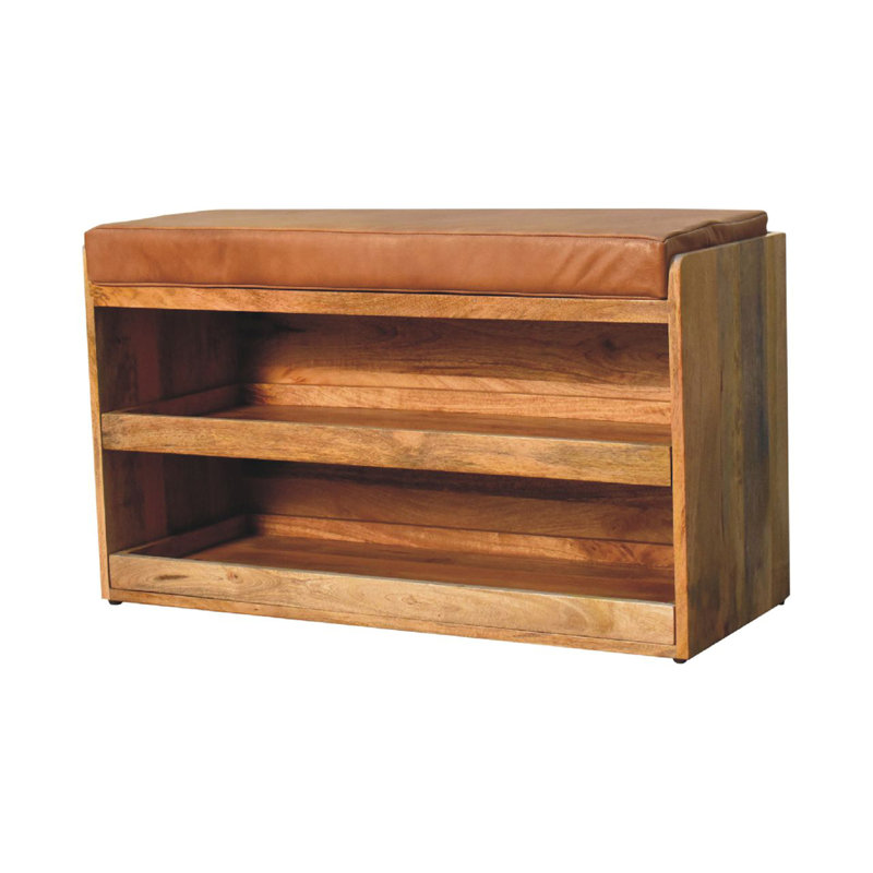 Banc de rangement escamotable en bois massif, Chêne