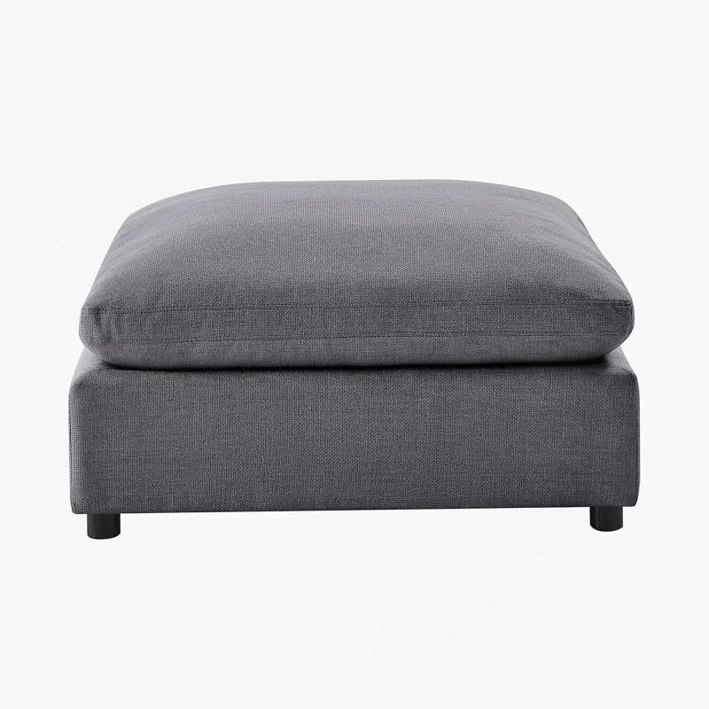 Cassandra Charcoal Fabric Ottoman, Charcoal Gray