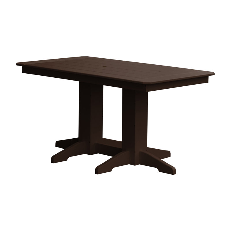 Nettie Rectangular Outdoor Dining Table With Umbrella Hole , in. W 33'' in. D, 72" L x 33" W, Tudor Brown