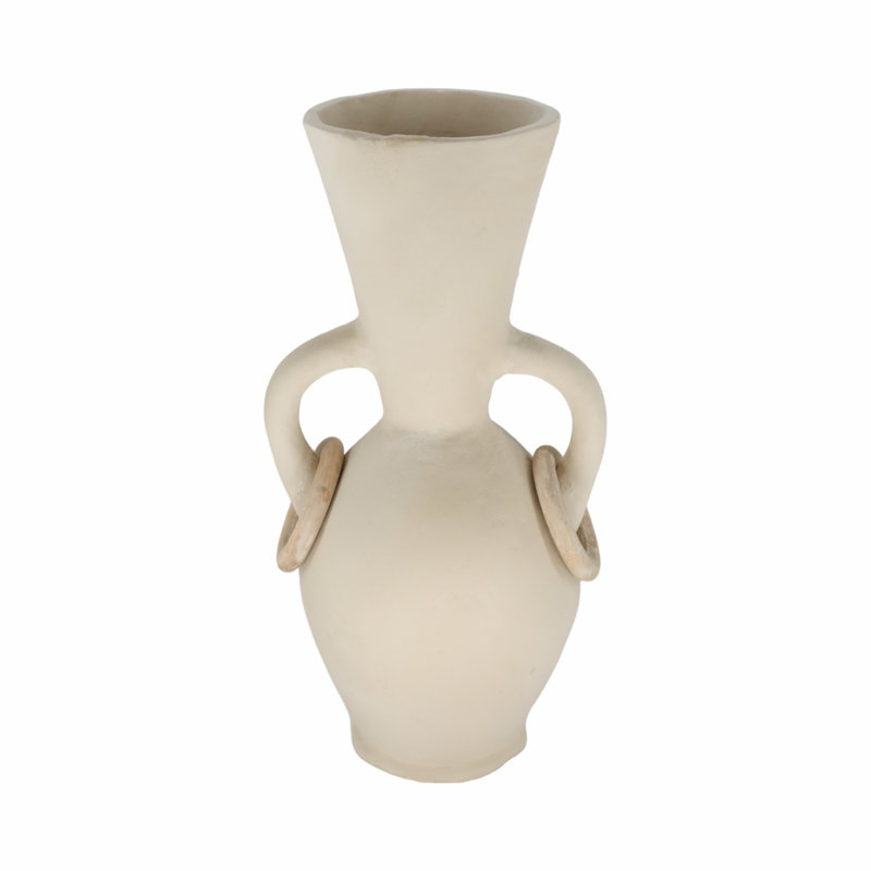 Poterie sculpturale et vase Ecomix avec poignées en boucle artistiques et forme artisanale, H 18 po x l 9 po x P 9 po