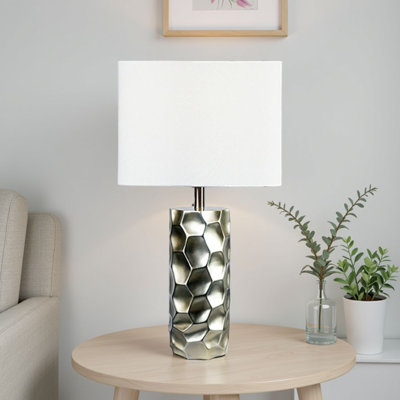 Ensemble de 2 lampes de table Limy, abat-jour blanc, base en résine argentée, 29 pouces