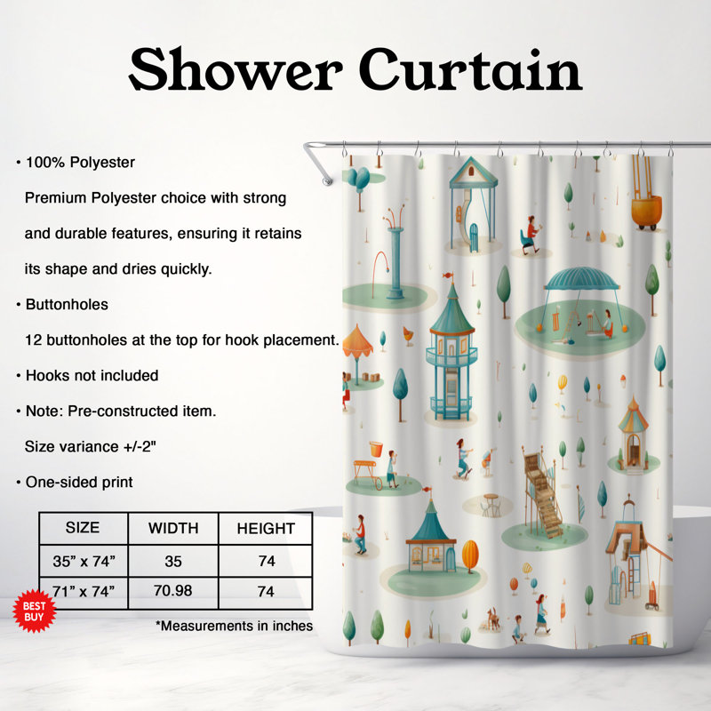 Aire de jeux pour enfants - Rideau de douche Premium, H 74 po x l 71 po