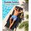 Chaise longue d'extérieur de 80 pouces, résistante aux intempéries, en silicone HIPS, avec porte-gobelet et accoudoirs, idéale pour la plage, la piscine ou la terrasse. Couleur : noir.-139745869-118047609