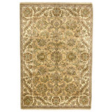 Hand Knotted Wool Area Rug in Gold