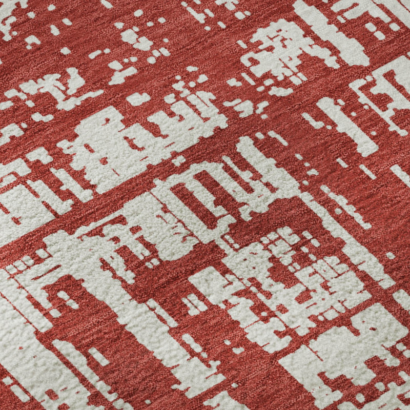 Premium Machine Washable Prisco Red Rug, Rectangle 10' x 14'