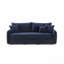 Canapé-lit modulaire en velours bleu avec 3 coussins décoratifs