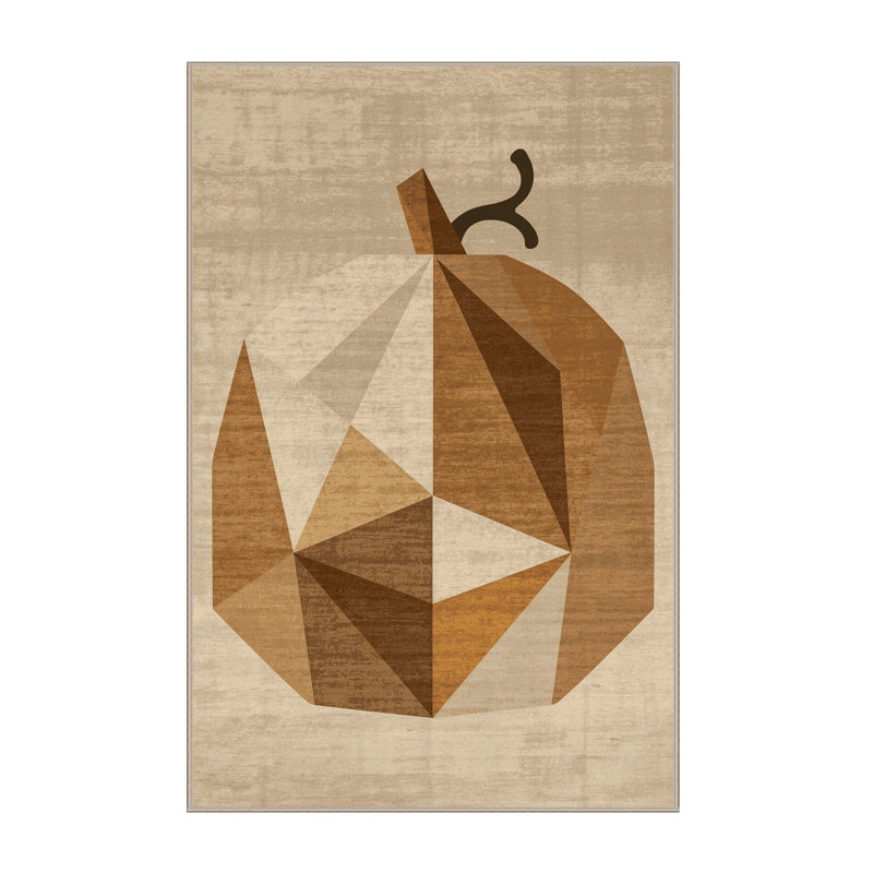Machine Washable Aguayo Thanksgiving Modern & Contemporary Abstract Rug in Brown – Beige Binding, 8x12