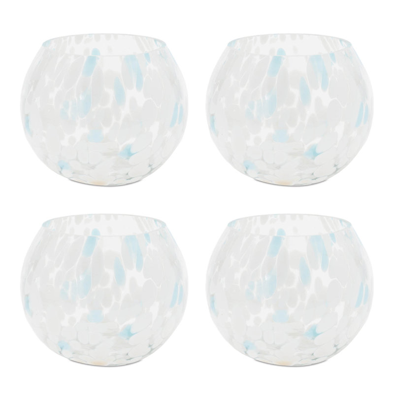 Vase en verre peint, H 4 po x l 4,75 po x P 4,75 po