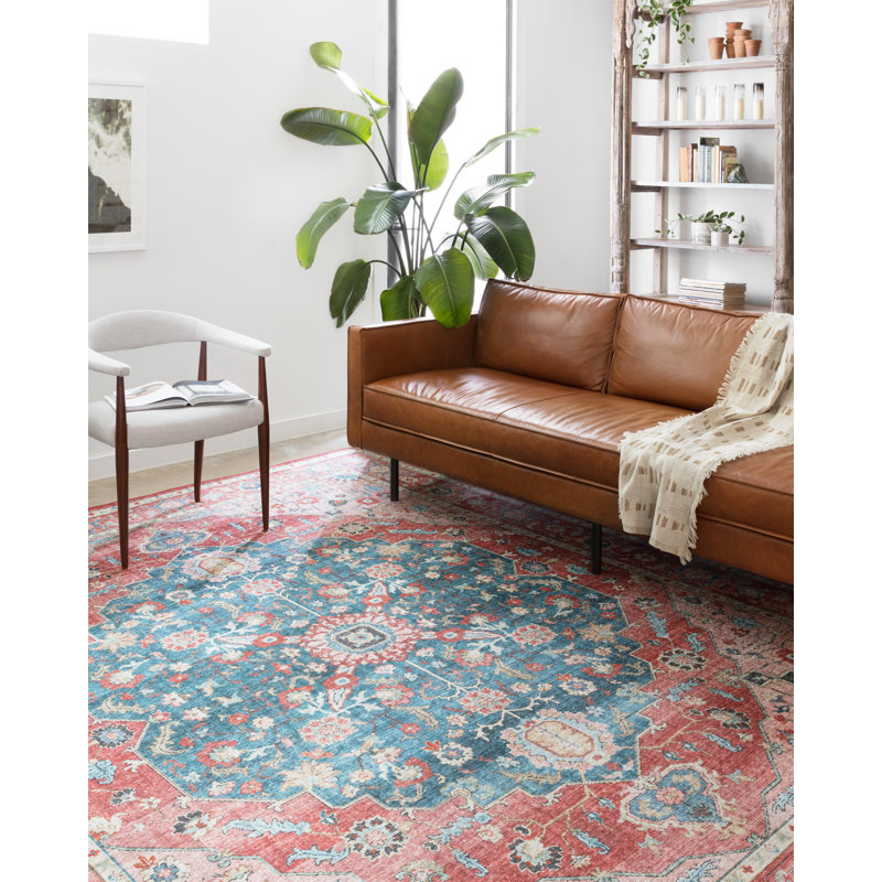 Tapis oriental brique / océan Gelo, Rectangle 2 pi 3 po x 3 pi 9 po