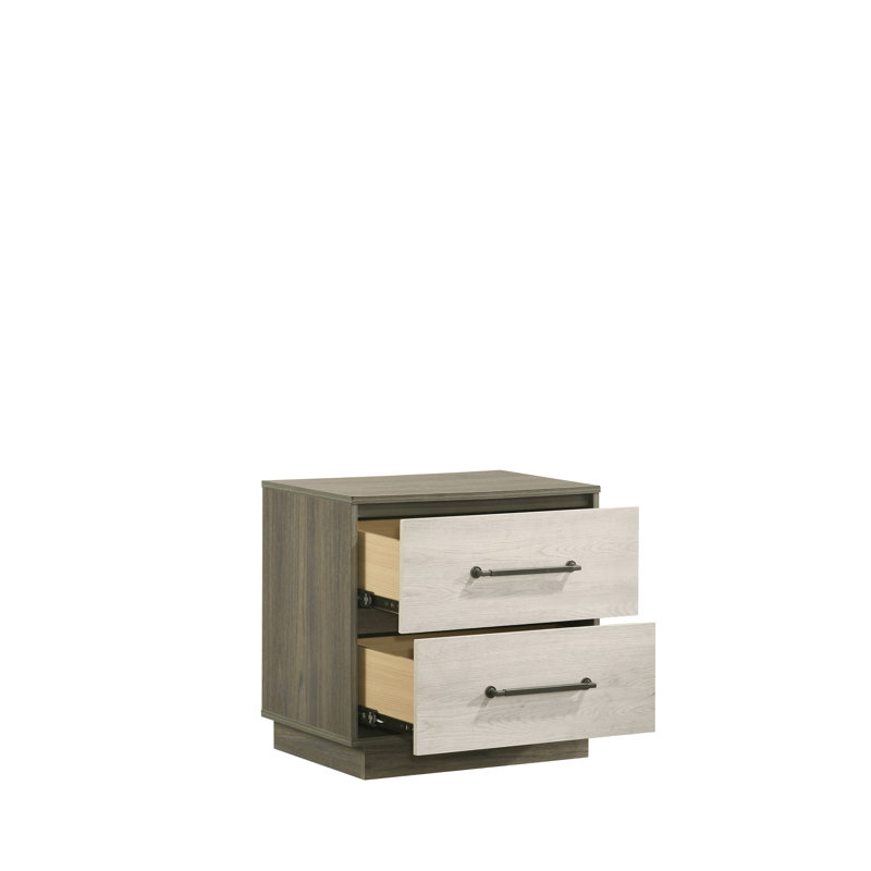 2 Table de chevet beige et brune - Accessoire de chambre à coucher moderne et fonctionnel