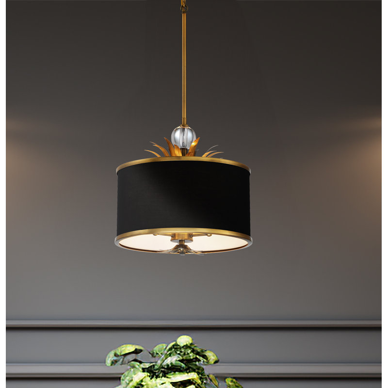 Kiarra 3 - Light Natural Brushed Brass Drum Pendant