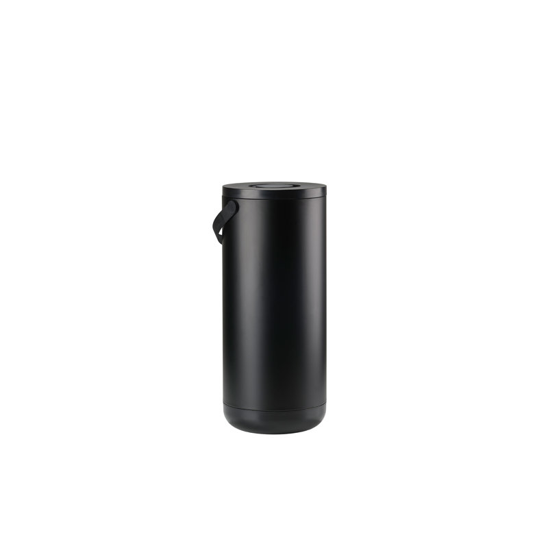 Plastic Manual Lift Kitchen Trash Can, Black, 35 L