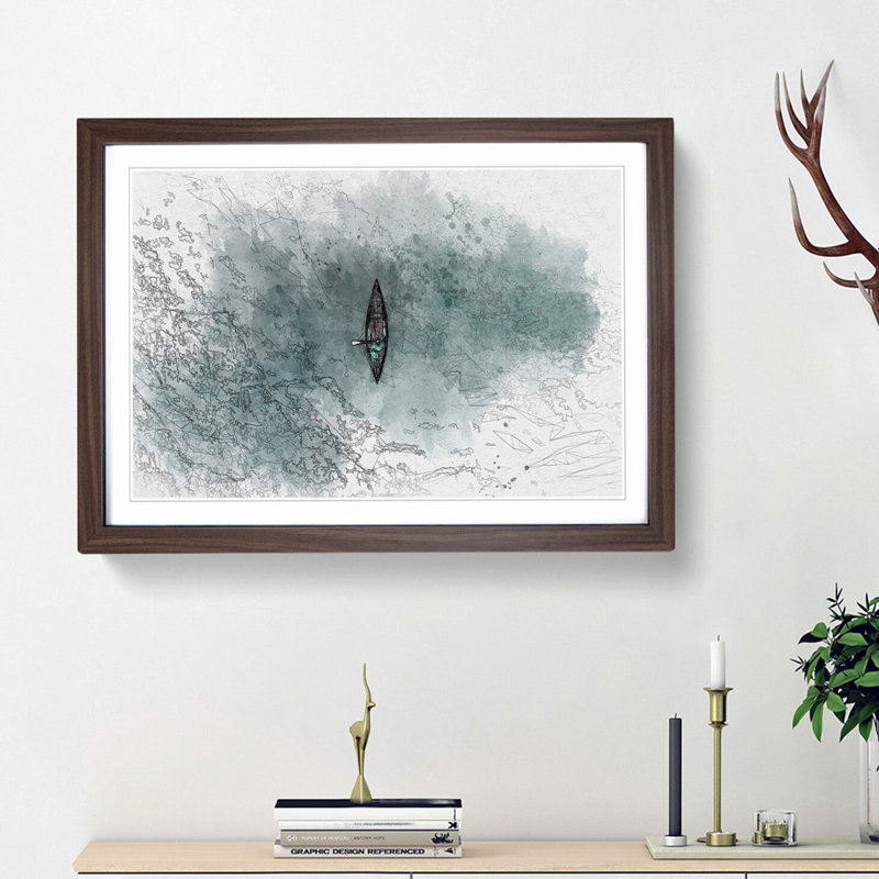 High Above the Boat in Abstract - Picture Frame Graphic Art Print, 27cm H x 36cm W x 2cm D, Walnut Framed