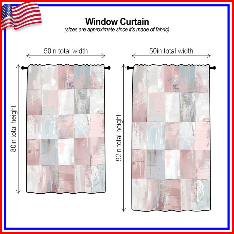 Rideaux pastel à motif patchwork abstrait, voilages et voilages patchwork - 1 panneau, 50 po x 92 po - 1 panneau, Transparent