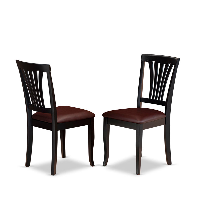 5 Piece Dining Table Set for 4 Includes a Round Kitchen Table with Dropleaf & Shelves and 4 Faux Leather Dining Room Chairs, 42x42 Inch, Black & Cherry