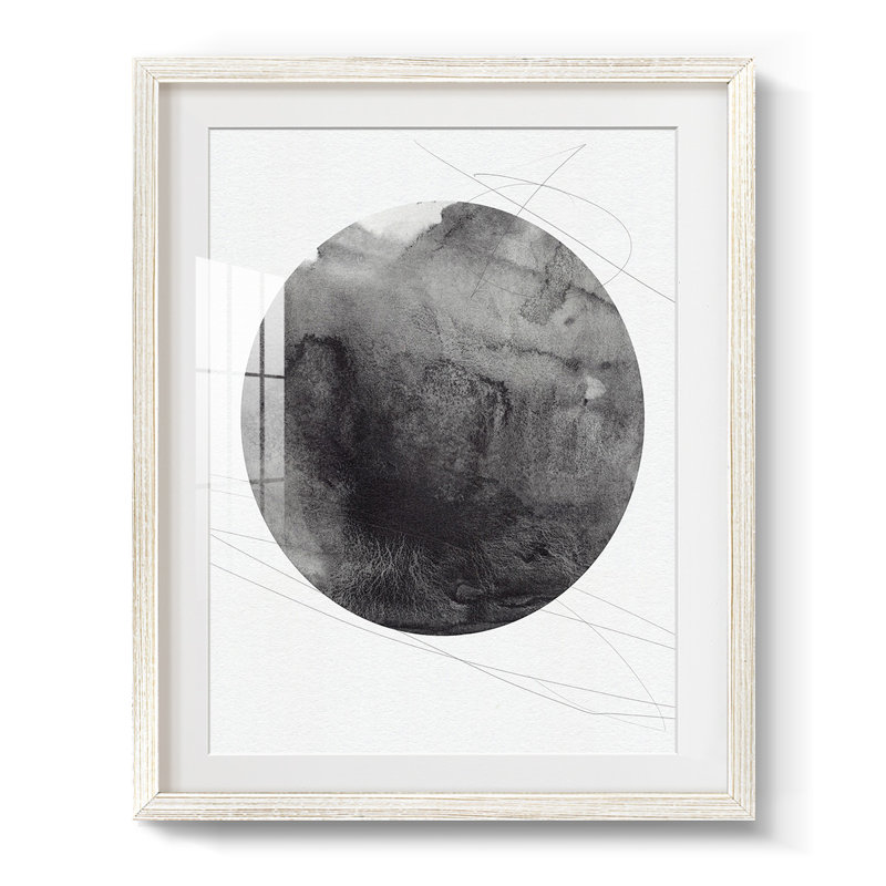 Graphite Moon I - impression encadrée, H 28,5 po x l 20,5 po, Blanc
