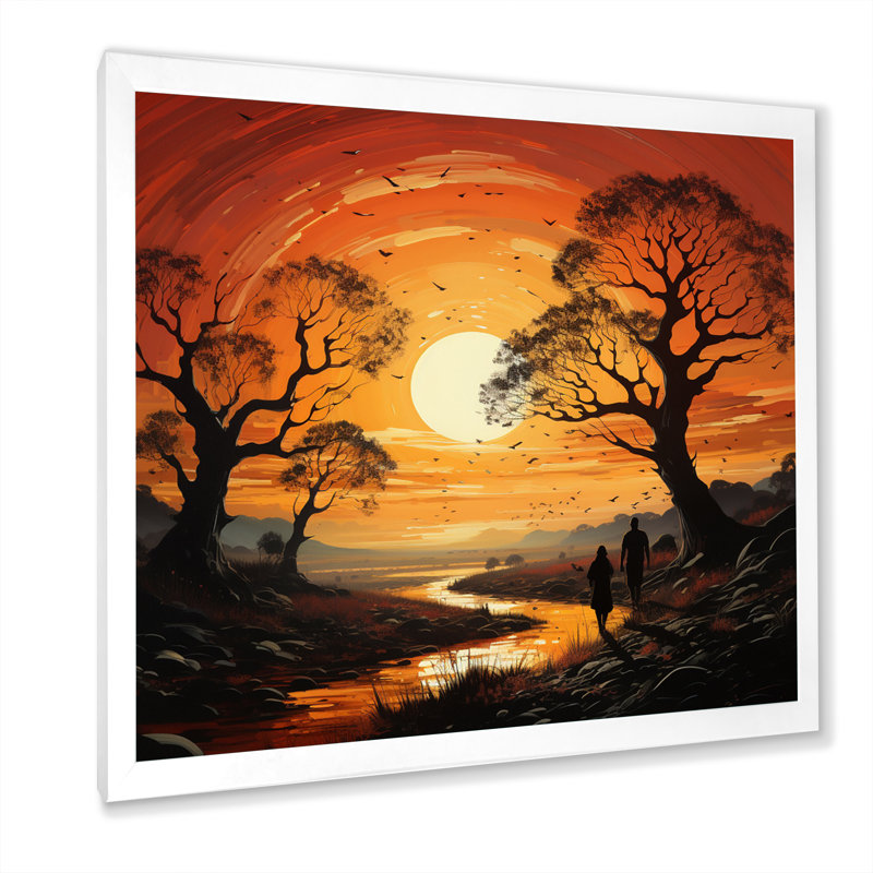 «Countryside Sunset Silhouettes an II», reproduction, H 30 po x l 30 po x P 1 po, Cadre photo blanc