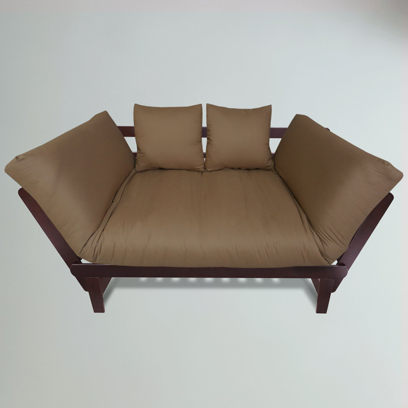 Casual Lounger Sofa Bed, Tan Polyester, Espresso