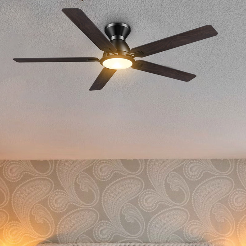 52'' Smart Ceiling Fan with Remote Control and Light Kit Included, Walnut