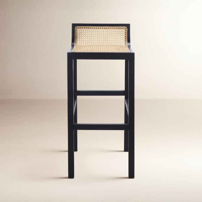 McCarthy Solid Wood Counter Stool, Black/Natural, Bar Stool(31.5” Seat Height)