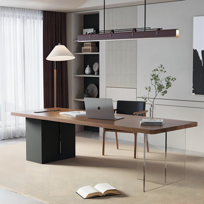 Bureau d'écriture rectangulaire brun en bois massif
