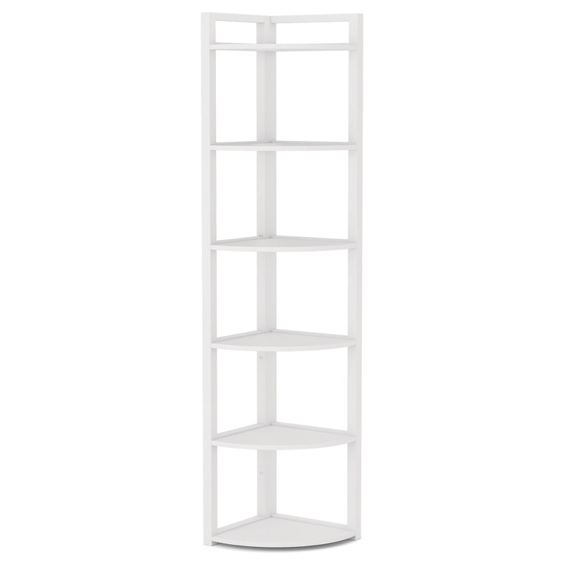 Étagère de coin 70,87 "à 6 niveaux pour salon et bureau, Blanc