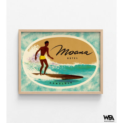 Étiquette de bagage de Moana Hotel par Retrotravel, art mural rétro Airbnb d'Hawaï, œuvre d'art de l'auberge Honolulu, affiche Aloha