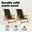 Beach Chair with Cushion Folding Solid Acacia Wood Garden Lounge Patio-1953303047