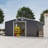 Outdoor metal Shed with Windows and vents-114879882