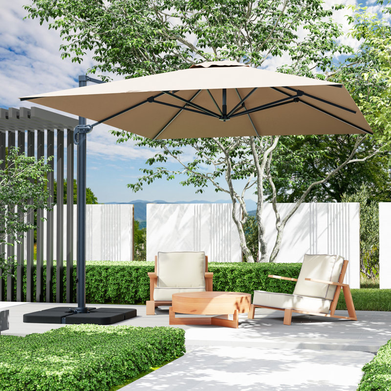 Parasol en porte-à-faux 13 pi x 10 pi avec base, Beige