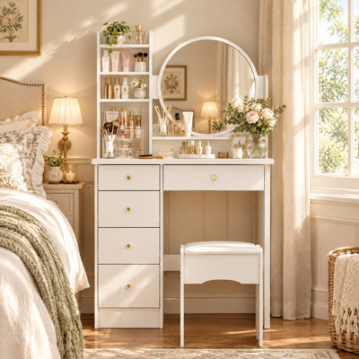 Ensemble de coiffeuse avec tabouret et miroir