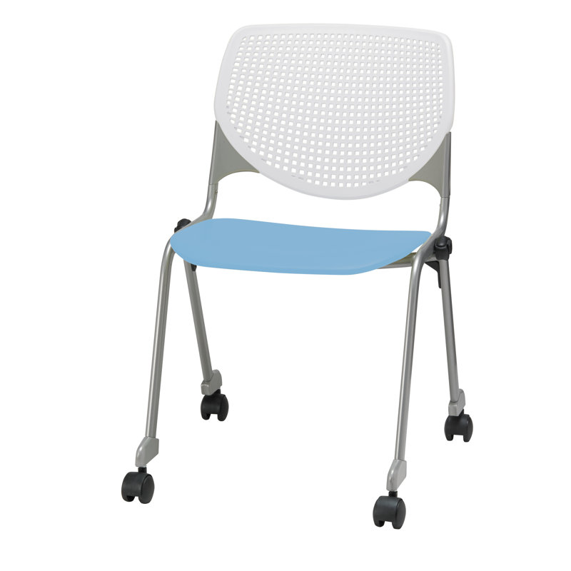 Chaise empilable en poly sans accoudoirs Kool, Avec des roulettes, Bleu ciel