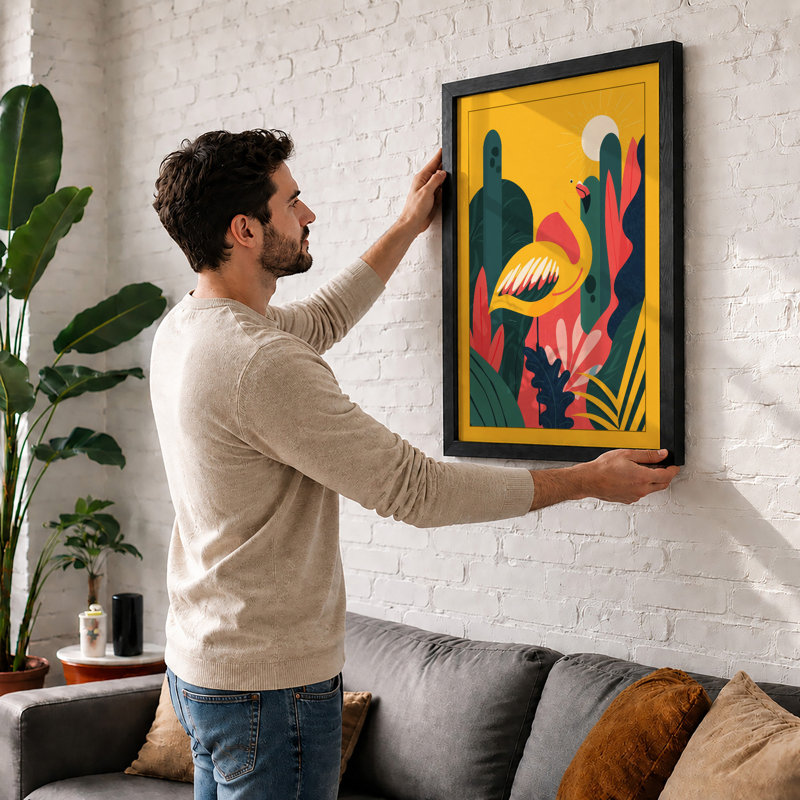 Desert Bird In Gold Modern - Print, Unframed, A4 - 29.7 x 21.0 cm