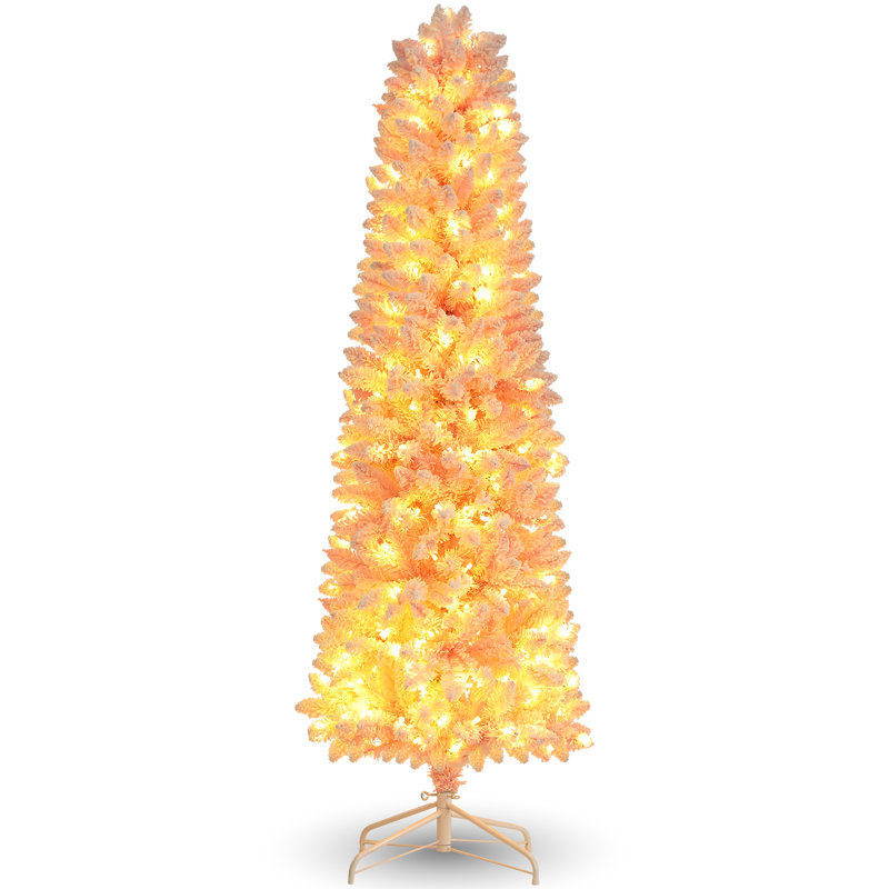 Arbre de Noël enneigé 6 pi avec lumières DEL, arbres de Noël minces faciles à installer