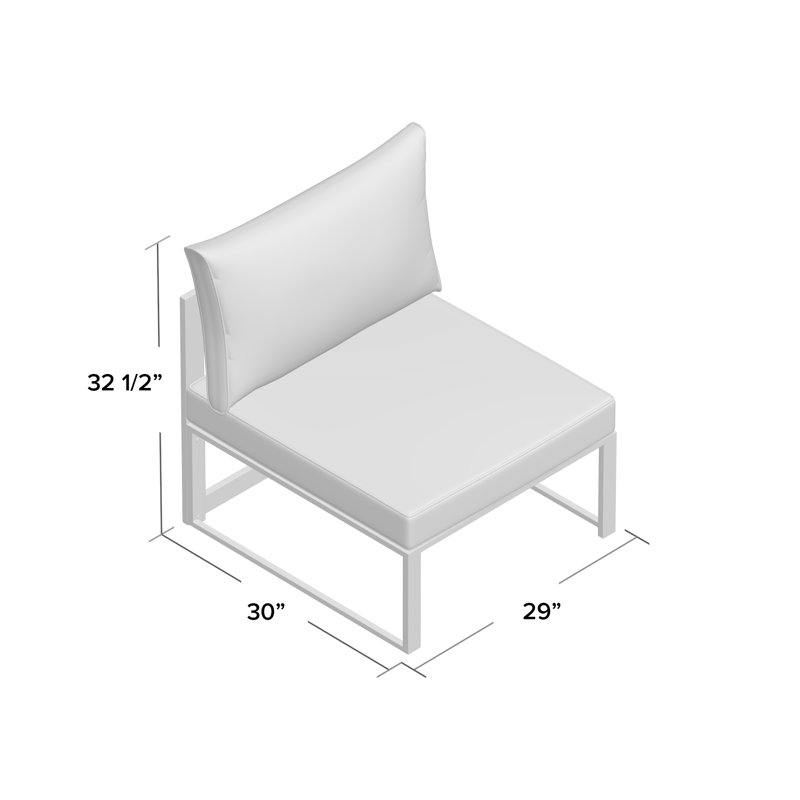 Modway Fortuna Aluminum Outdoor Patio Armless Chair, Brown/White
