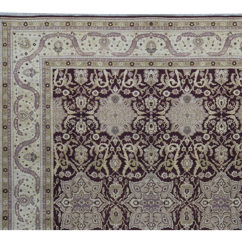 Tapis rouge et or de haute qualité noué à la main