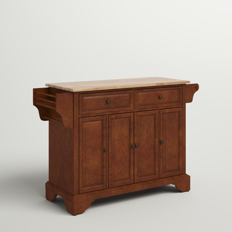 Bert Solid Wood Top Kitchen Island, Classic Cherry