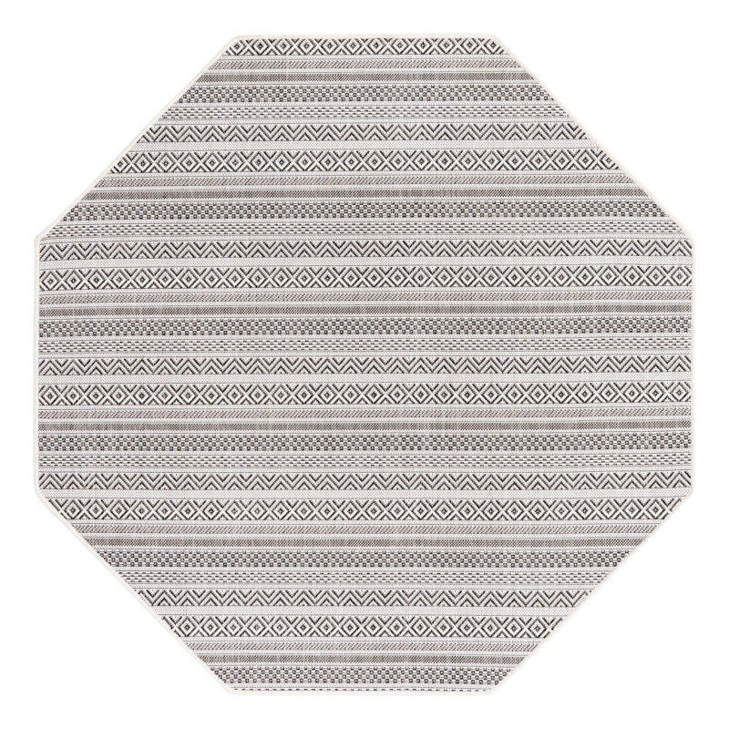 Tapis intérieur / extérieur en polypropylène tissé à la machine Faith-Rose, Octogone 5 pi 3 po x 5 pi 3 po