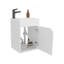 Meuble-lavabo flottant à une porte avec lavabo en résine et deux tablettes, rangement pour salle de bain, blanc-1632956055