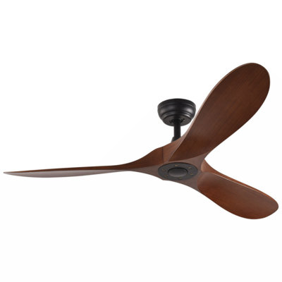 Ventilateurs de plafond encastrés de 52 pouces avec télécommande, ventilateurs de plafond intelligents d'intérieur et d'extérieur 3 pales pour la chambre à coucher, le salon et les patios (foncé)