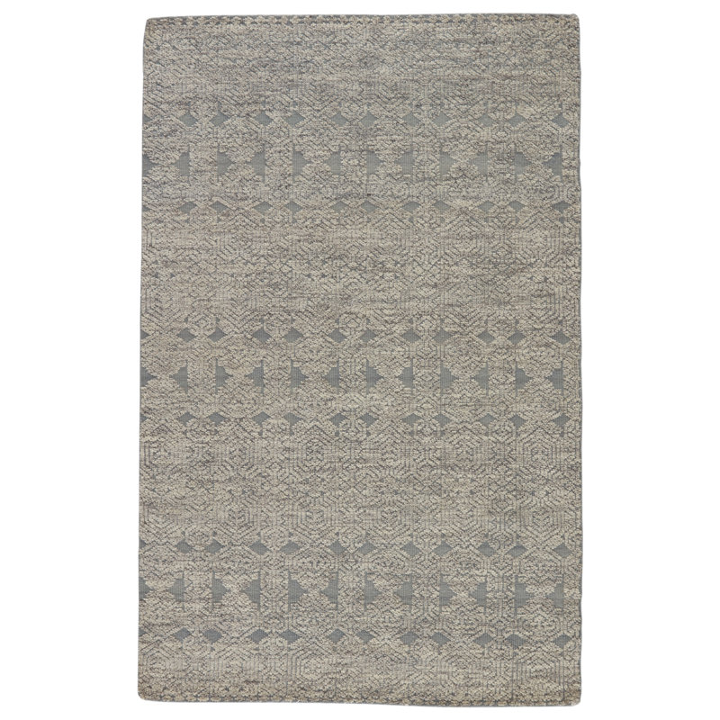 Hand Knotted Wool Area Rug in Gray, Rectangle 10' x 14'