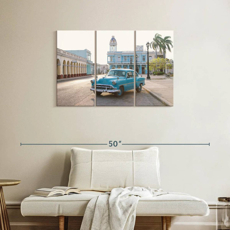 Mehar Blue Cuban Car, 24" H x 38" W