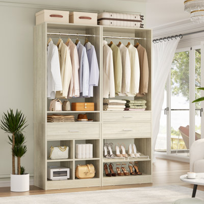 Freestanding Closet System With Shoe Racks & Hanging Rods